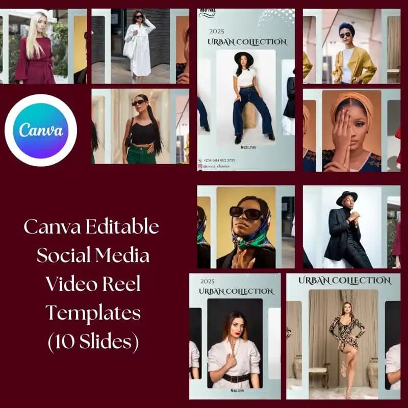 Canva Editable Social Media Video Reel  Templates (10 Slides)
